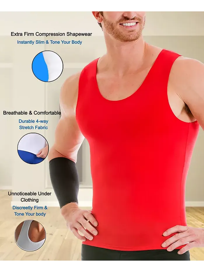 Мужская компрессионная майка для активного отдыха Big & Tall Muscle Tank Top Instaslim — изображение 3 из 5, красный