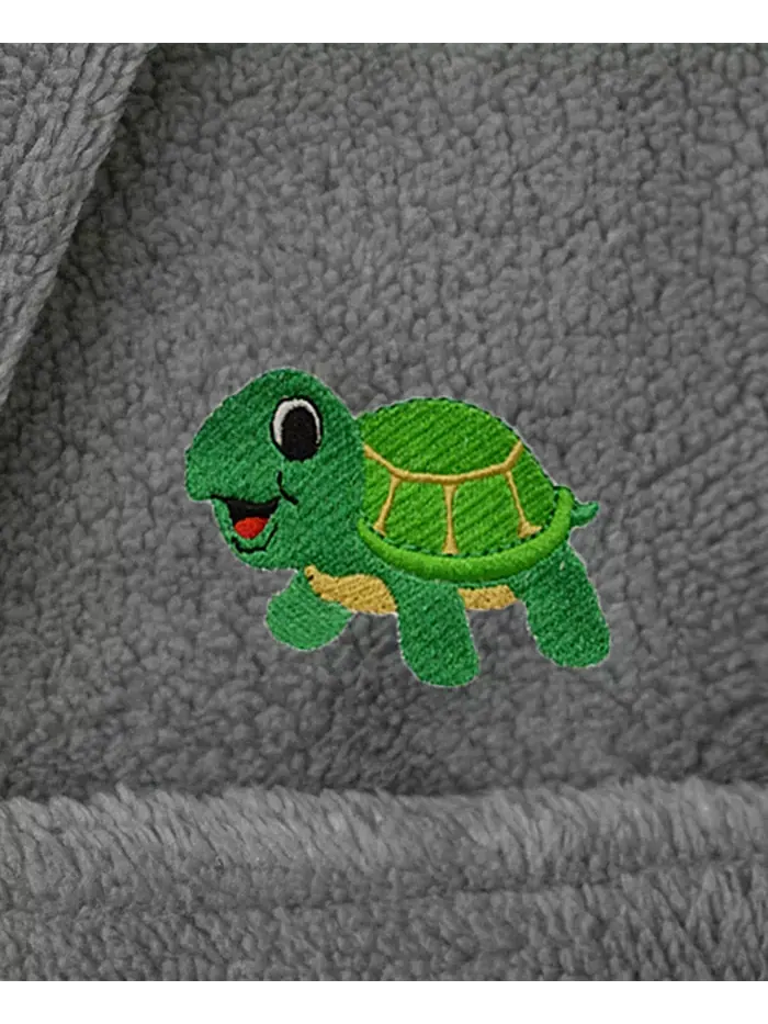 Детские плюшевые махровые халаты с капюшоном Turtle Super Plush Double Brushed Linum Home — изображение 2 из 3, серый