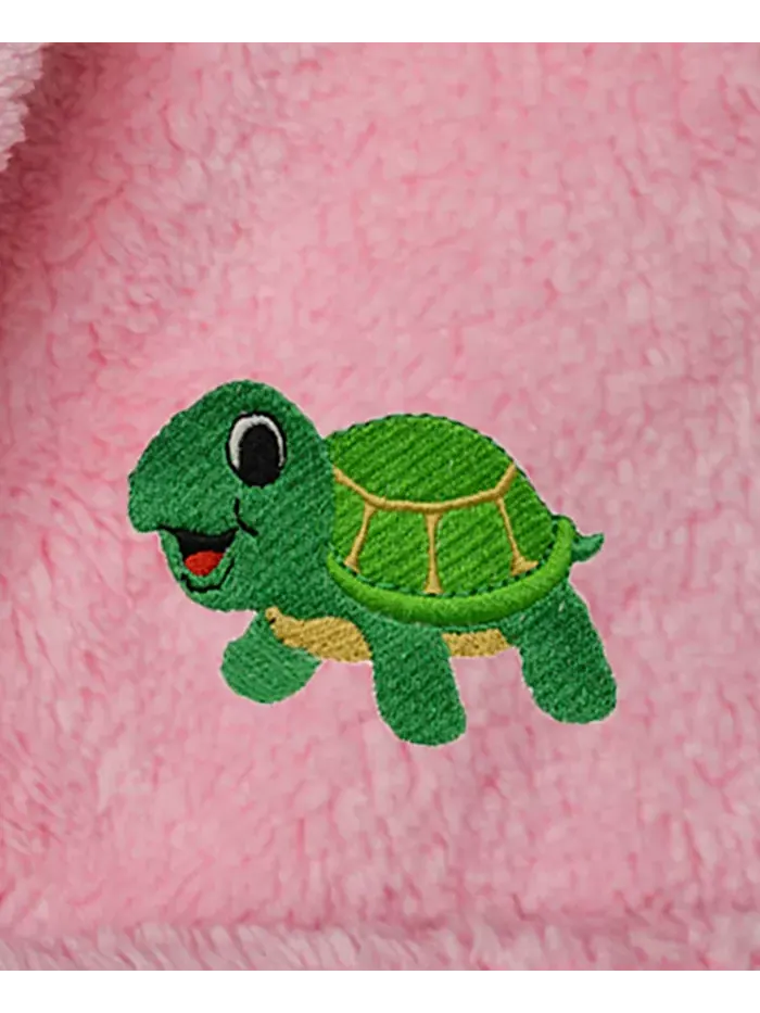 Детские плюшевые махровые халаты с капюшоном Turtle Super Plush Double Brushed Linum Home — изображение 2 из 3, розовый