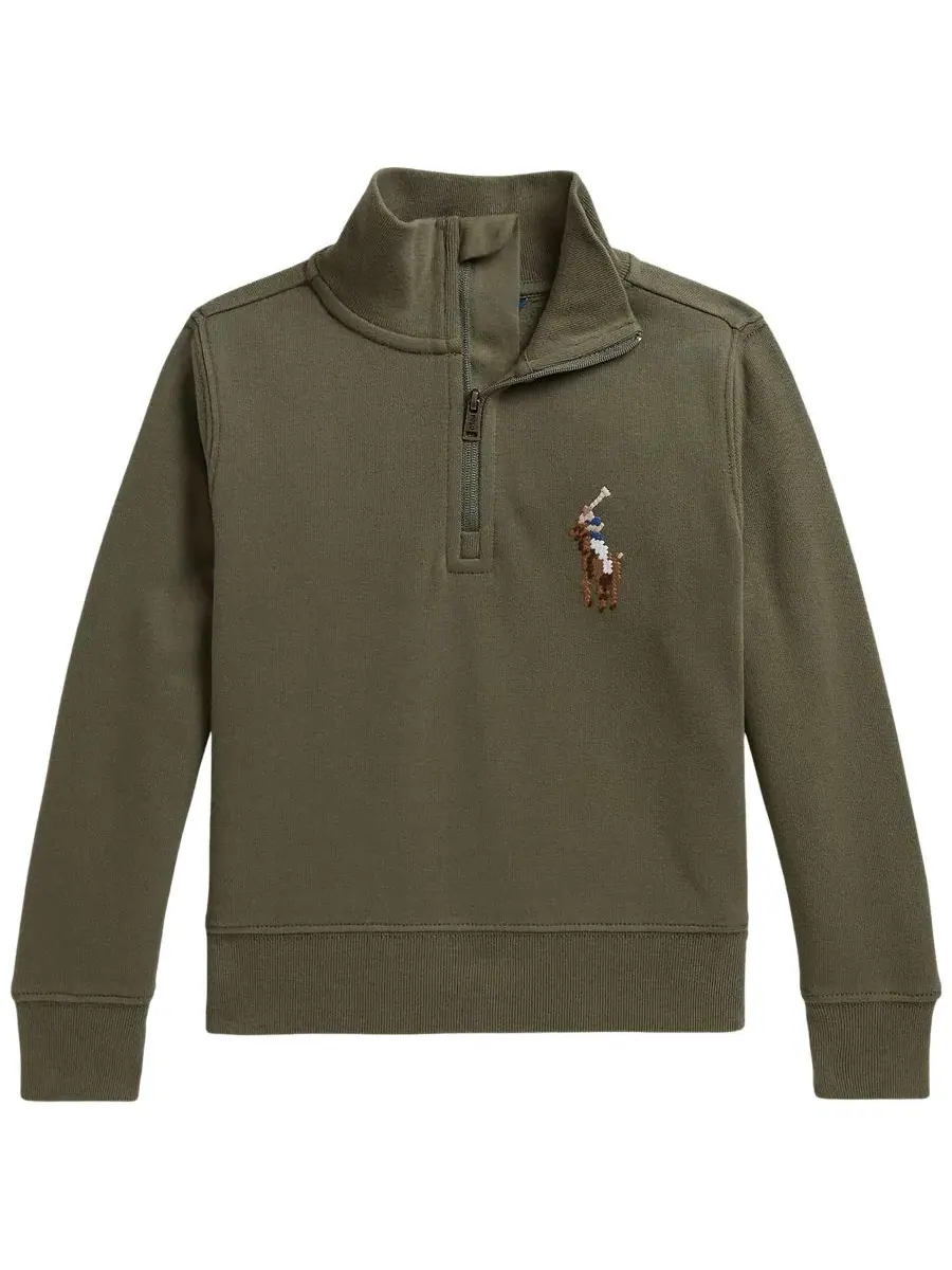 Свитшот с длинным рукавом, на молнии, с вышивкой Polo Ralph Lauren