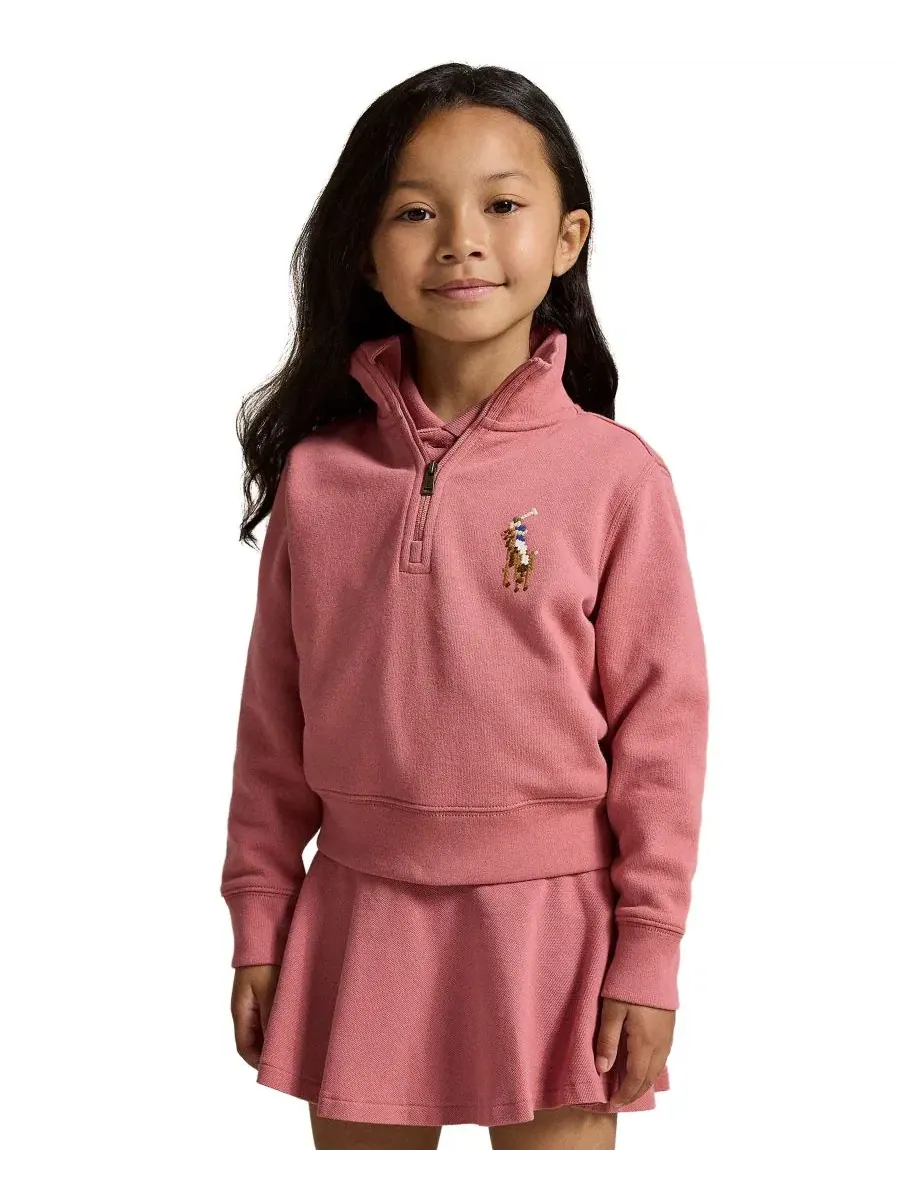 Детский свитшот с длинным рукавом, полузамком, с вышивкой Polo Ralph Lauren