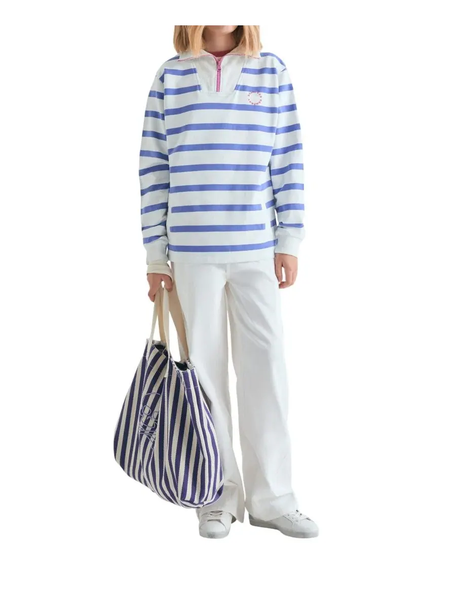 Свитшот с высоким воротником и молнией Striped Turtleneck Scalpers — изображение 2 из 3, синий