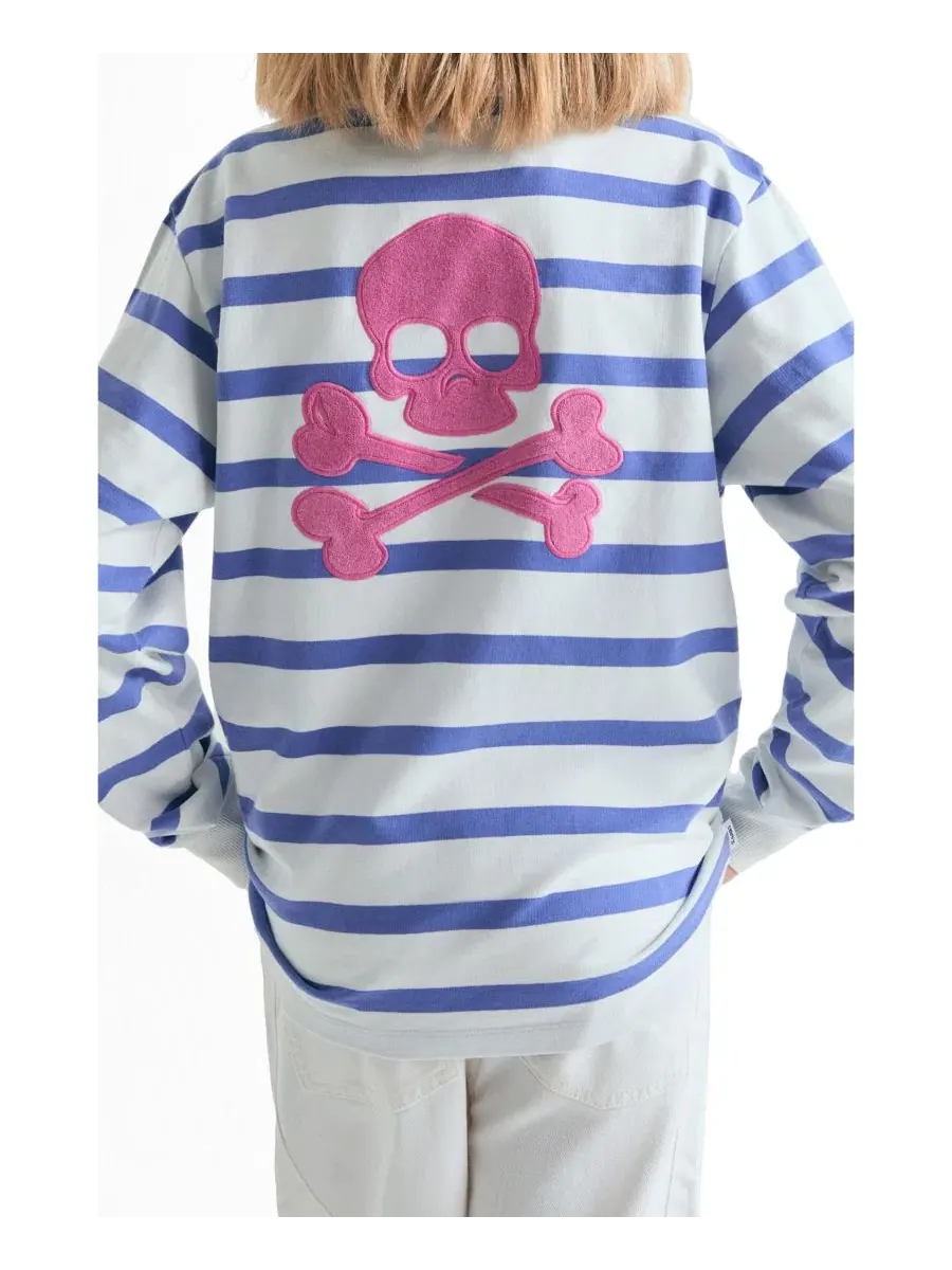 Свитшот с высоким воротником и молнией Striped Turtleneck Scalpers — изображение 3 из 3, синий