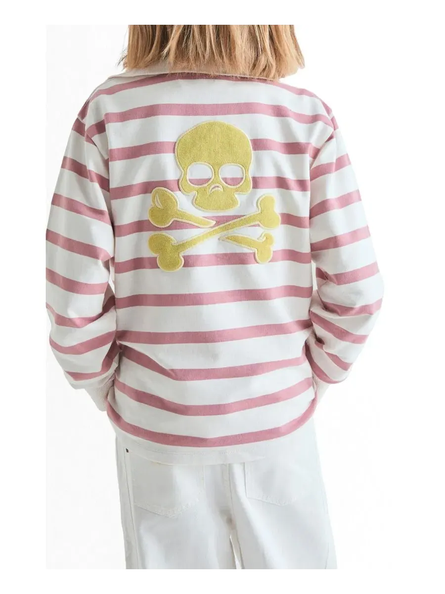 Свитшот с принтом Big Girls 4-16 Striped Turtleneck Sweatshirt Scalpers — изображение 3 из 3, розовый