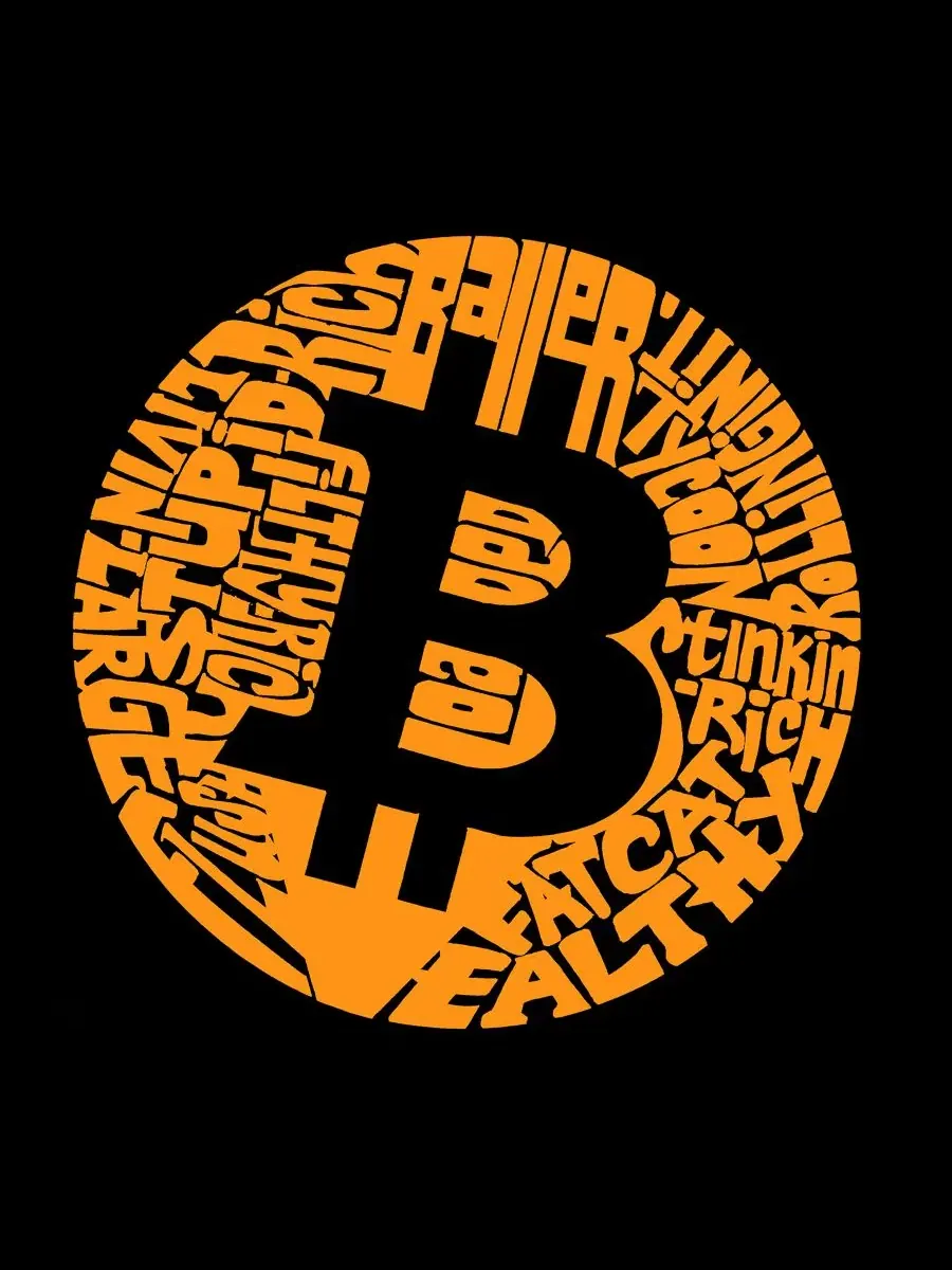 Мужская майка без рукавов с принтом Bitcoin Logo Word Art LA Pop Art — изображение 4 из 4, черный