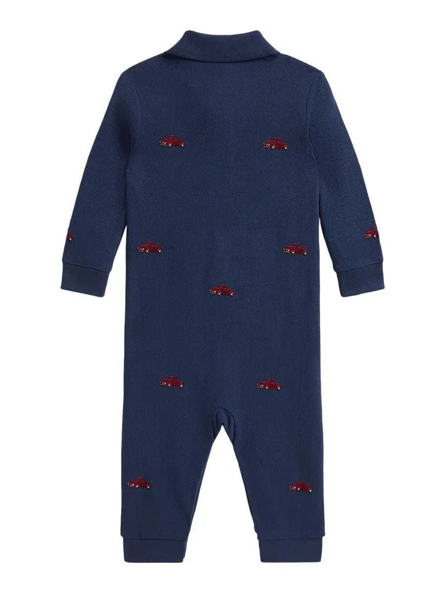 Боди-комбинезон с длинным рукавом, с вышивкой грузовиков Polo Ralph Lauren — изображение 2 из 3, темно-синий