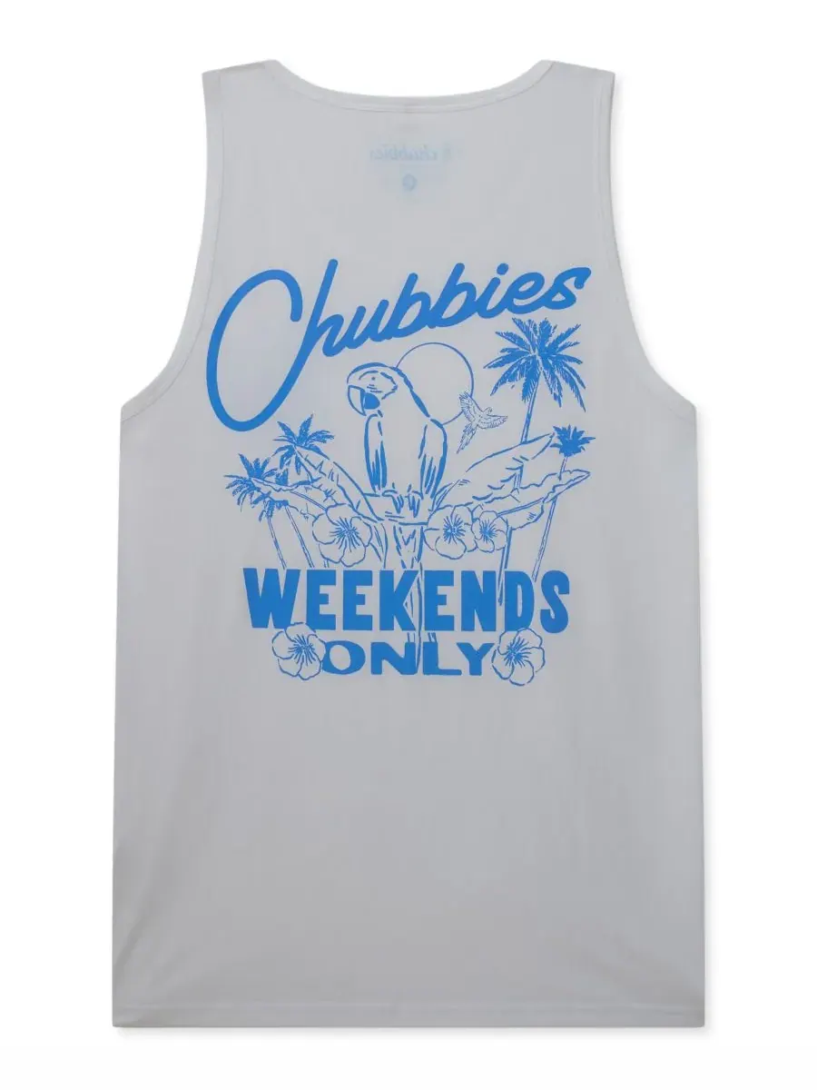 Мужская майка с графическим принтом и круглым вырезом «The Weekends Only» Chubbies — изображение 2 из 3, светлый серый