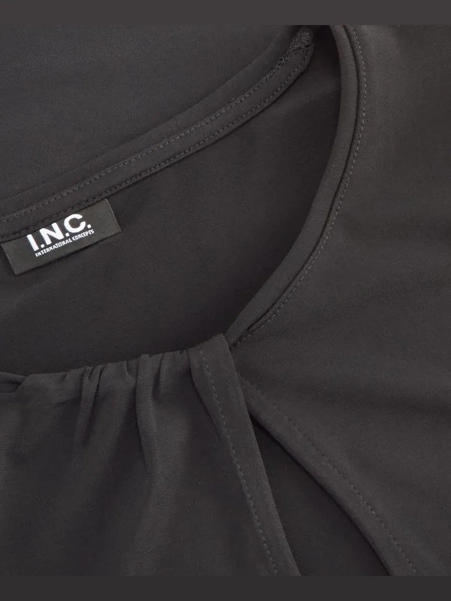 Женский лонгслив с ключицей и скруткой I.N.C. International Concepts — изображение 4 из 4, глубокий черный