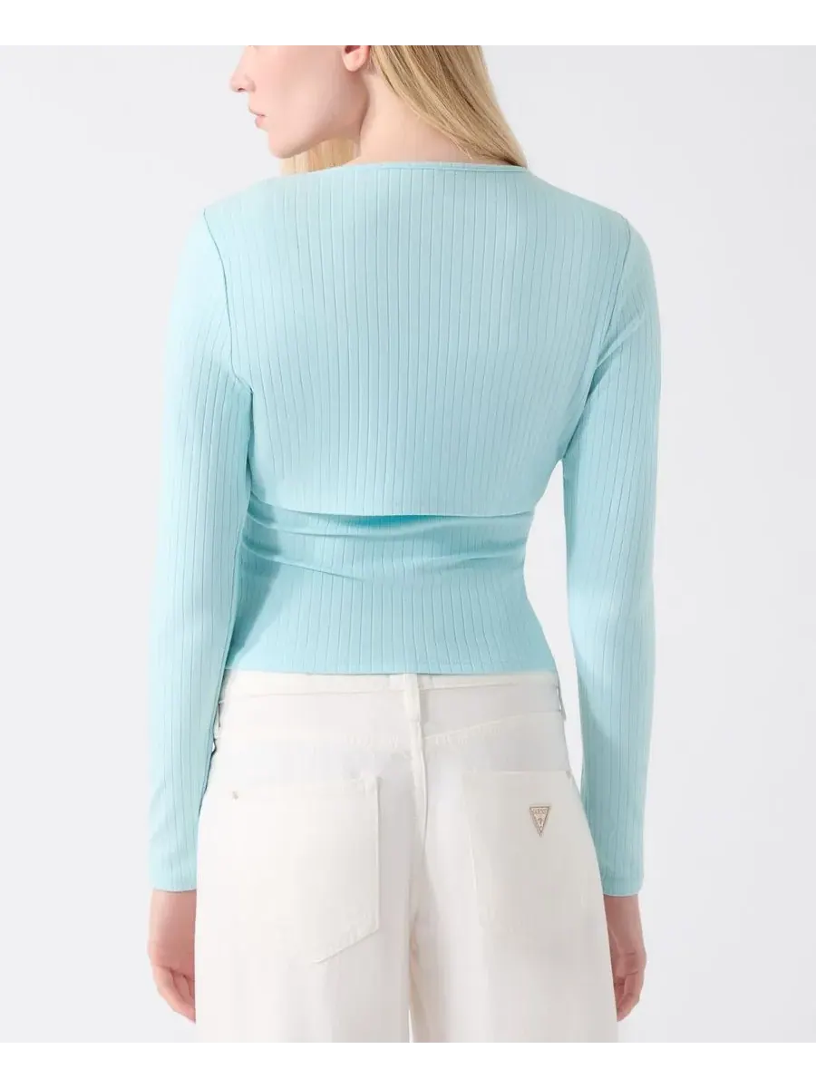Женская вязаная блузка с длинными рукавами и вырезами Wren GUESS — изображение 5 из 5, синий