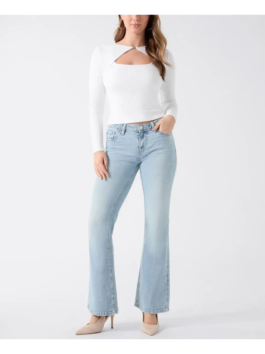 Женская вязаная блузка с длинными рукавами и вырезами Wren GUESS — изображение 2 из 5, белый
