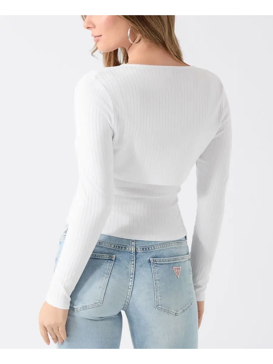 Женская вязаная блузка с длинными рукавами и вырезами Wren GUESS — изображение 5 из 5, белый