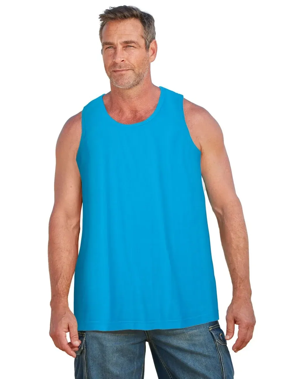 Большая и высокая, не дающая усадок, легкая майка KingSize, Electric Turquoise