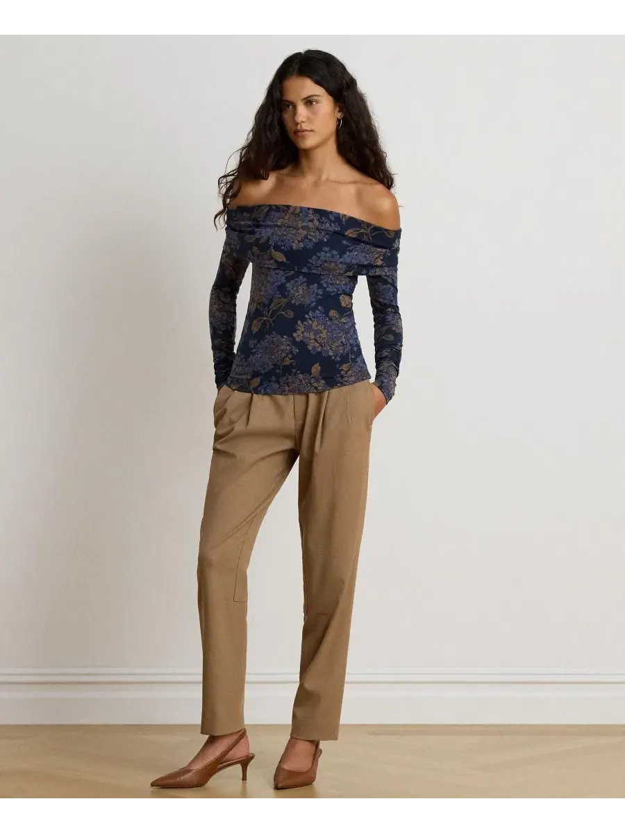 Женский топ с открытыми плечами, с длинным рукавом, с цветочным принтом Lauren Ralph Lauren — изображение 3 из 6