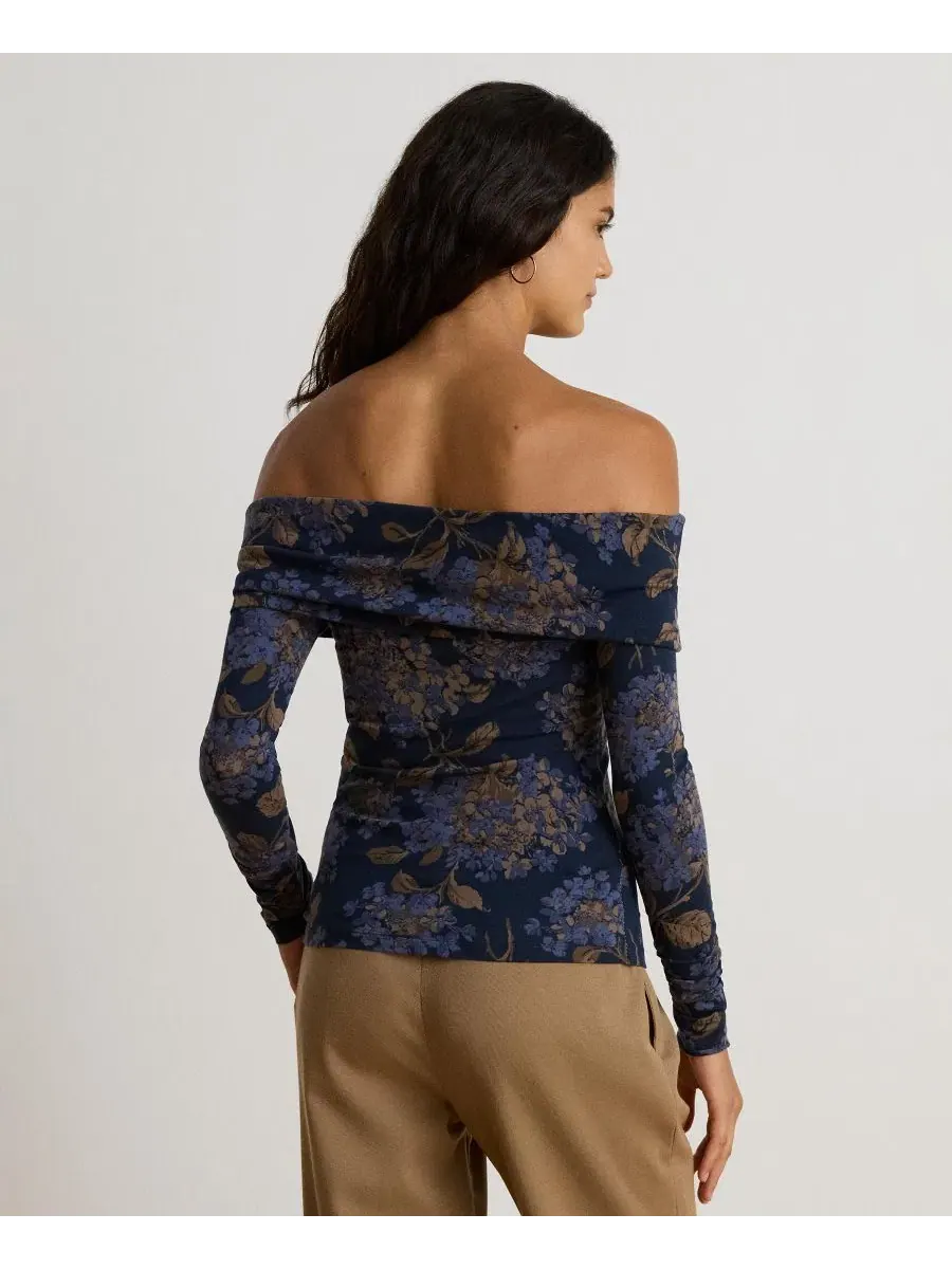Женский топ с открытыми плечами, с длинным рукавом, с цветочным принтом Lauren Ralph Lauren — изображение 5 из 6