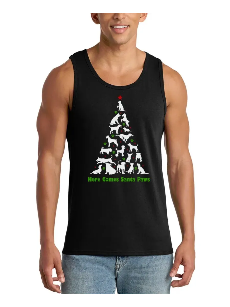 Майка без рукавов с принтом Santa Claus Dog Tree LA Pop Art — изображение 1 из 4, черный