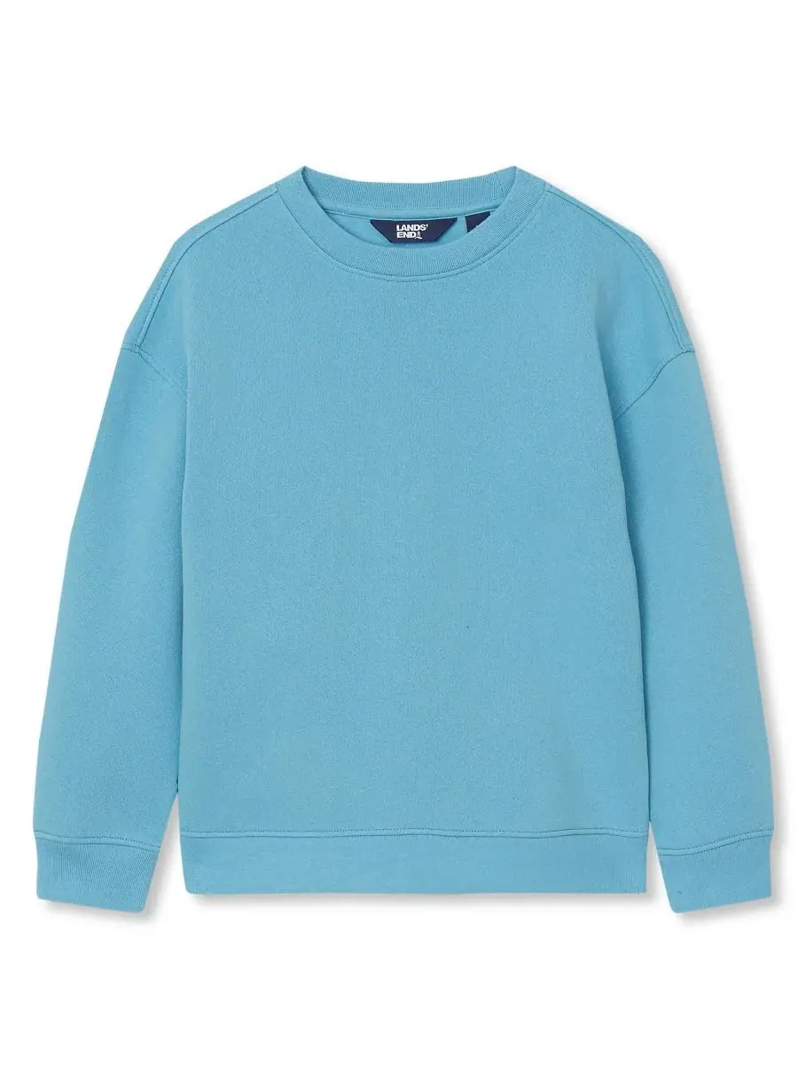 Свитшот с капюшоном Relaxed Fit Fleece Crewneck Sweatshirt Lands' End — изображение 1 из 3, синий
