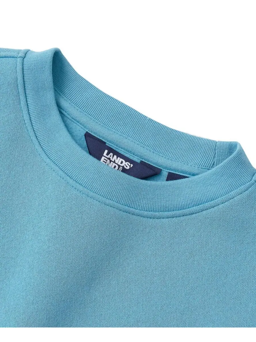 Свитшот с капюшоном Relaxed Fit Fleece Crewneck Sweatshirt Lands' End — изображение 2 из 3, синий