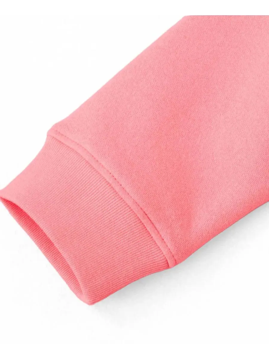 Детский свитшот с капюшоном свободного кроя Husky Relaxed Fit Fleece Crewneck Lands' End — изображение 3 из 3, розовый