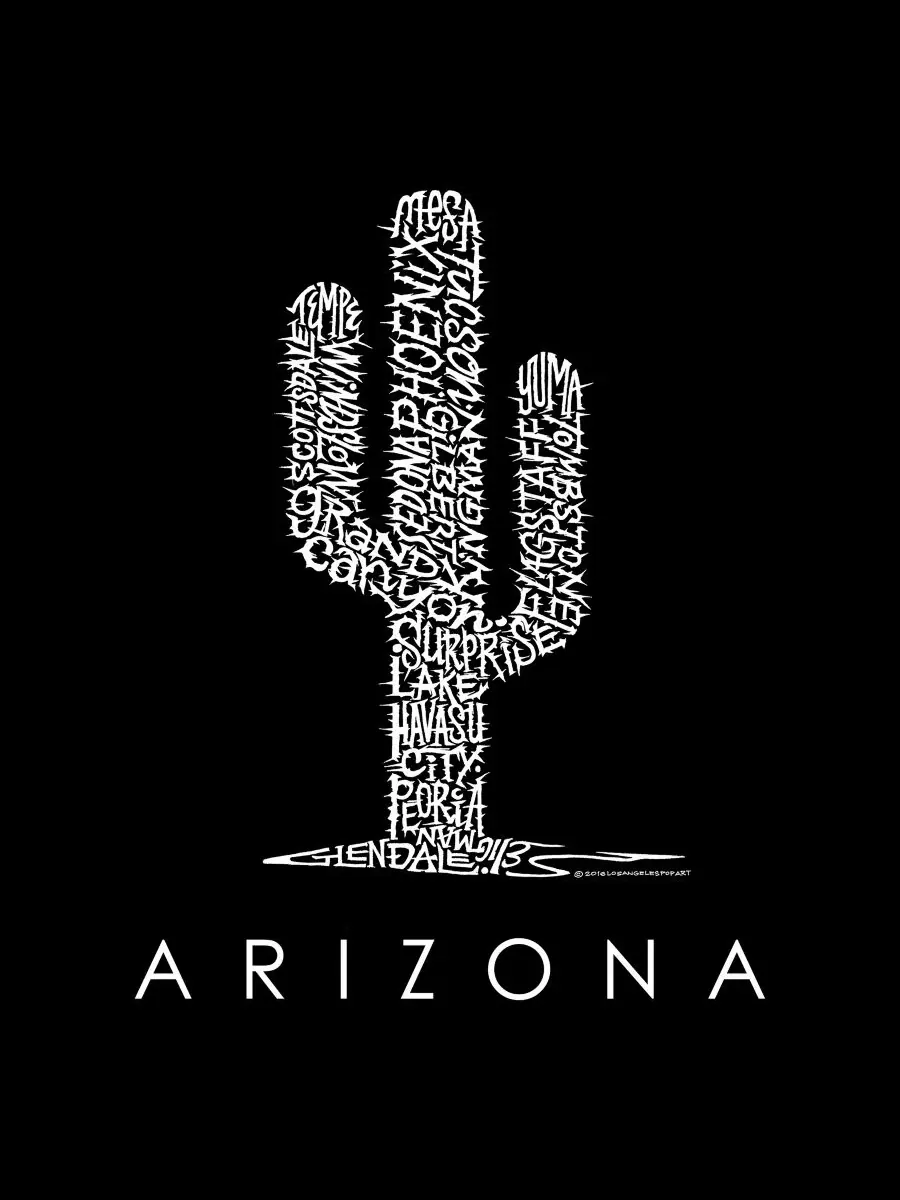 Мужская майка с принтом Arizona Cactus LA Pop Art — изображение 4 из 4, черный