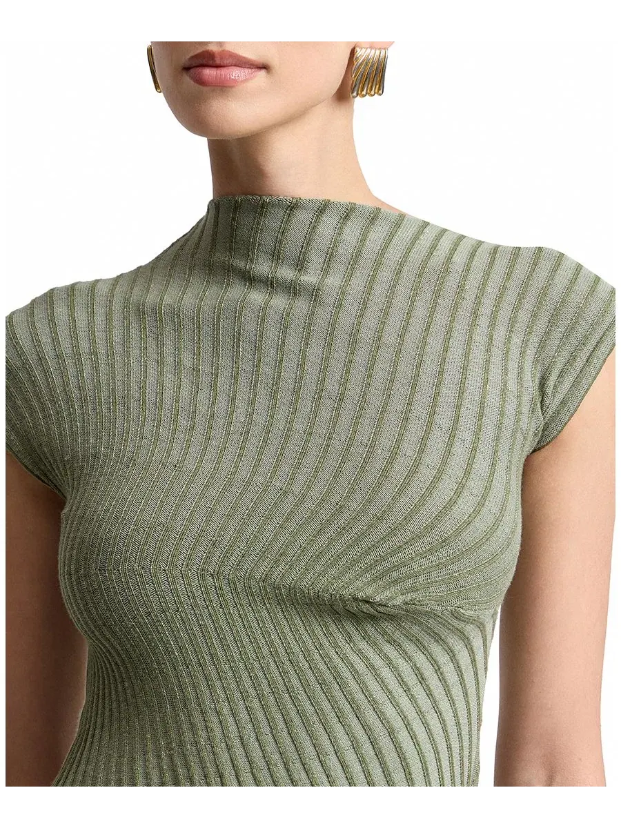 Топ без рукавов с рельефным узором, модель Radial Rib Sleeveless Asymmetric Avec Les Filles — изображение 4 из 5