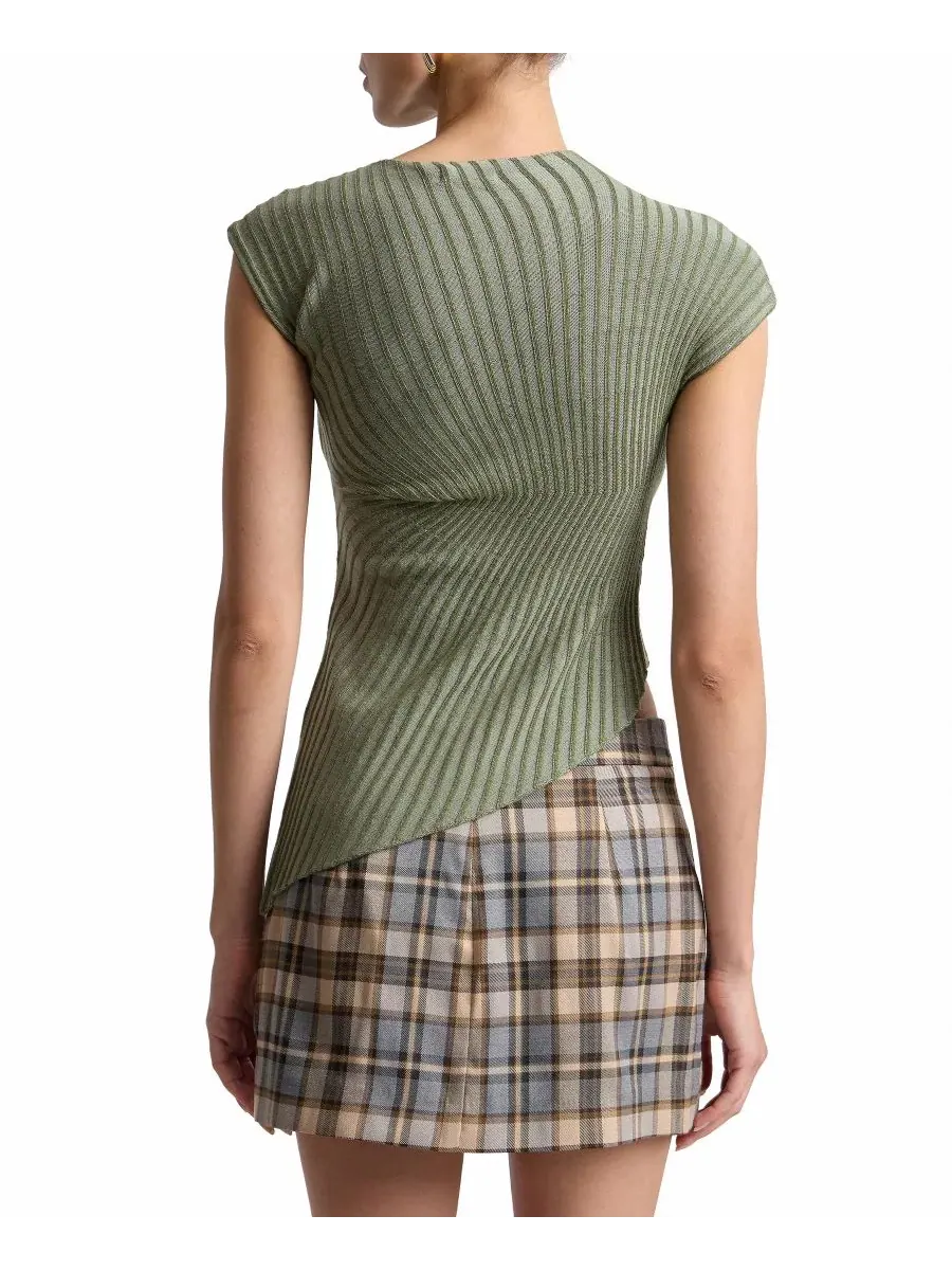 Топ без рукавов с рельефным узором, модель Radial Rib Sleeveless Asymmetric Avec Les Filles — изображение 5 из 5