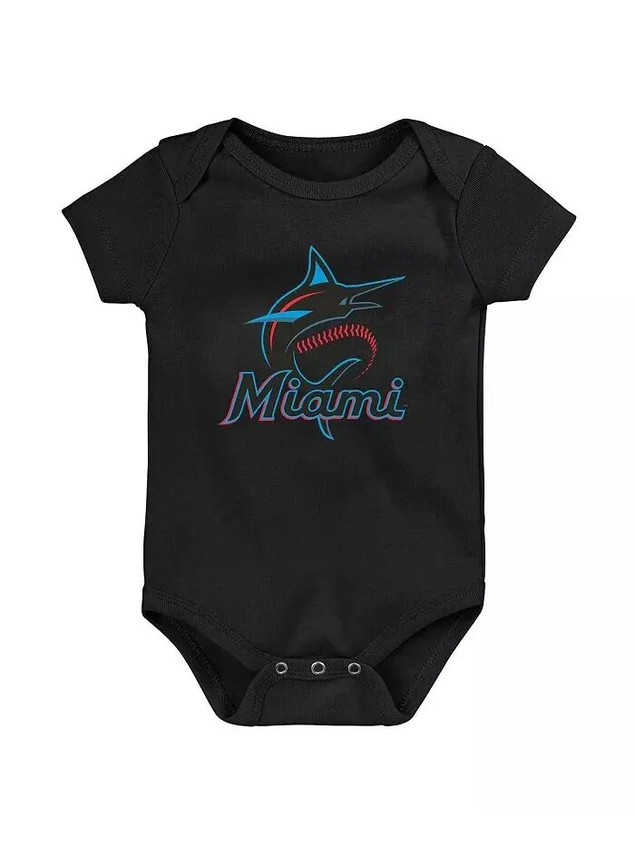 Черный комбинезон с логотипом основной команды Miami Marlins для новорожденных и младенцев и — изображение 1 из 1