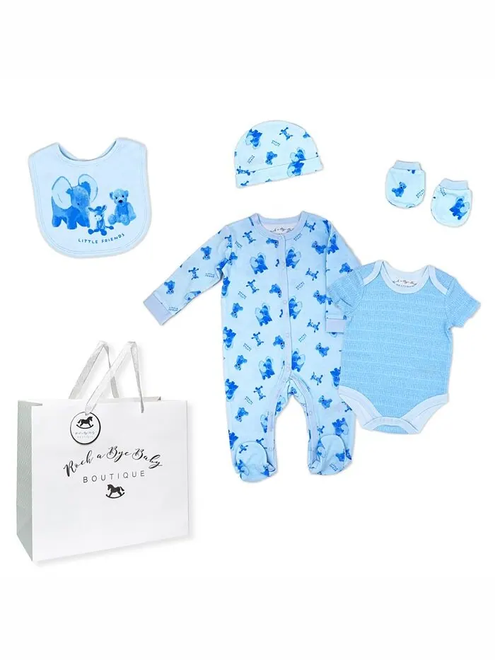 Подарочный набор из 6 предметов для новорожденных Layette Little Friends Rock-A-Bye Baby Boutique