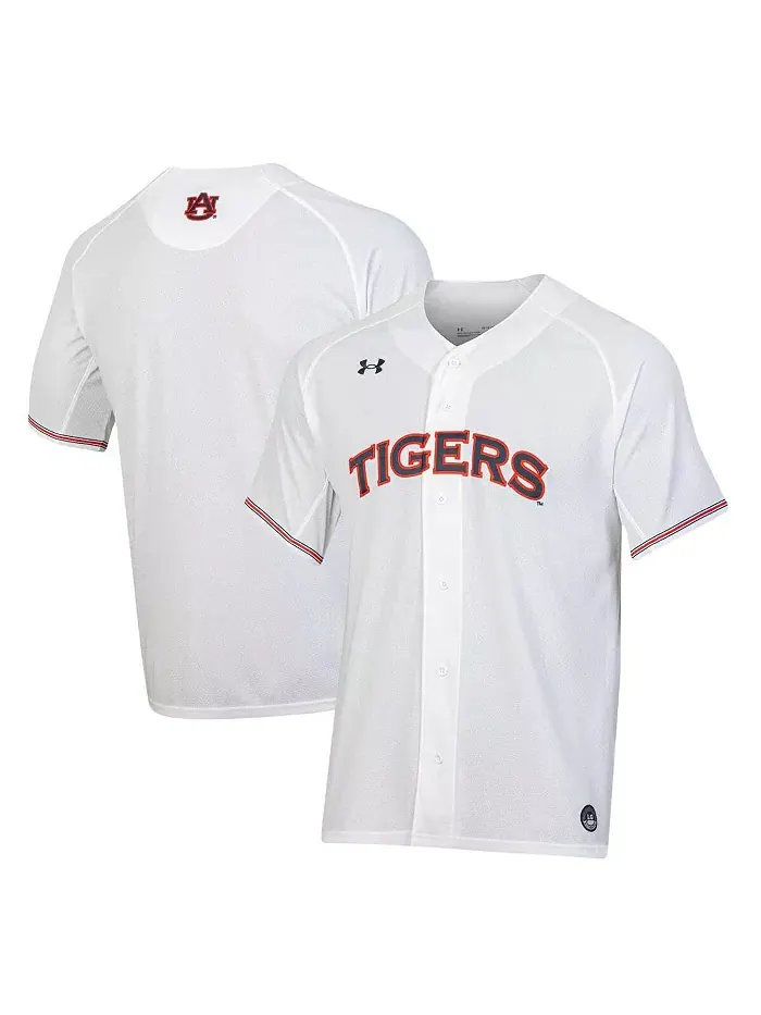 Мужская бейсбольная майка Auburn Tigers с V-образным вырезом Under Armour — изображение 1 из 5, белый