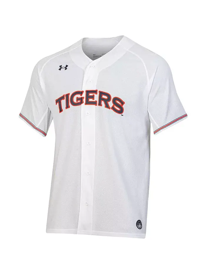 Мужская бейсбольная майка Auburn Tigers с V-образным вырезом Under Armour — изображение 2 из 5, белый
