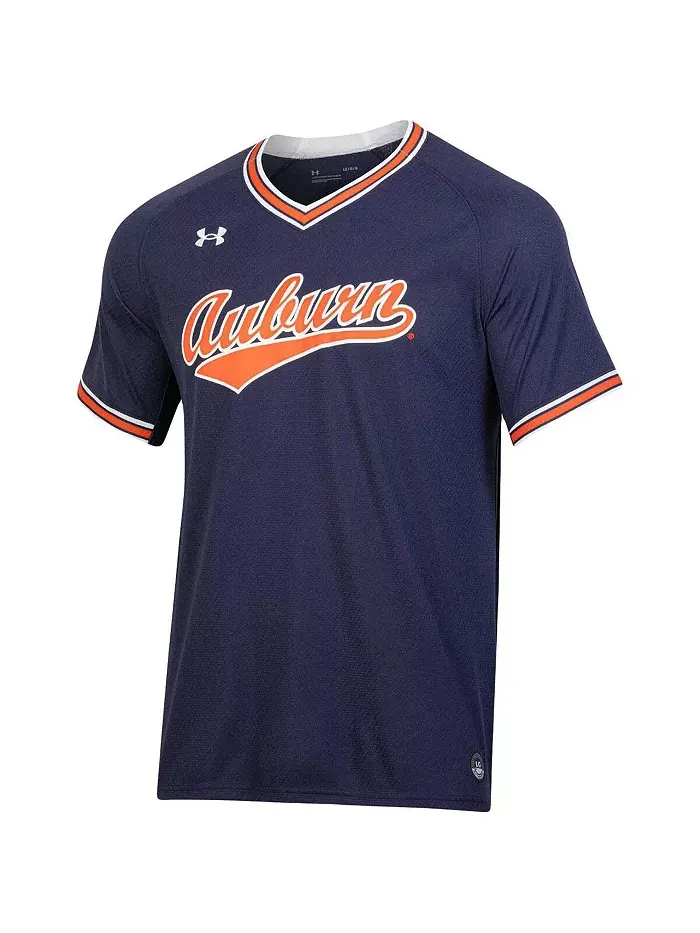 Мужская бейсбольная майка Auburn Tigers с V-образным вырезом Under Armour — изображение 5 из 5, белый