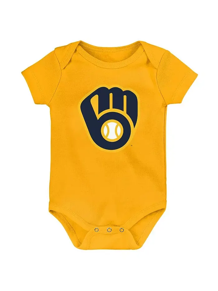 Новорожденные и младенцы (мальчики и девочки) Комплект из 3 боди Milwaukee Brewers Biggest Little — изображение 2 из 4, серый