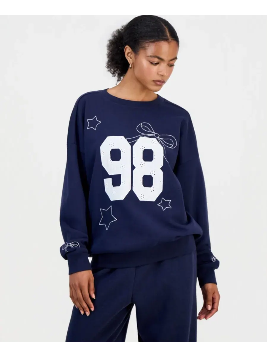 Свитшот с аппликацией и принтом Varsity Applique Crewneck Rebel Veil — белый
