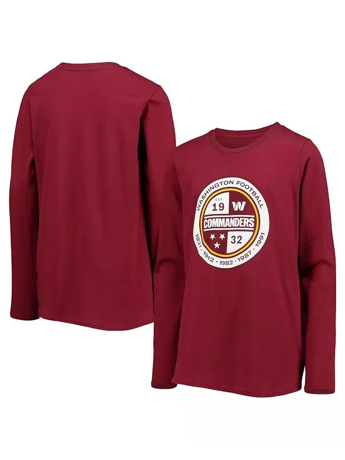 Футболка с длинным рукавом Big Boys Burgundy Washington Commanders Secondary Logo Outerstuff — изображение 1 из 3