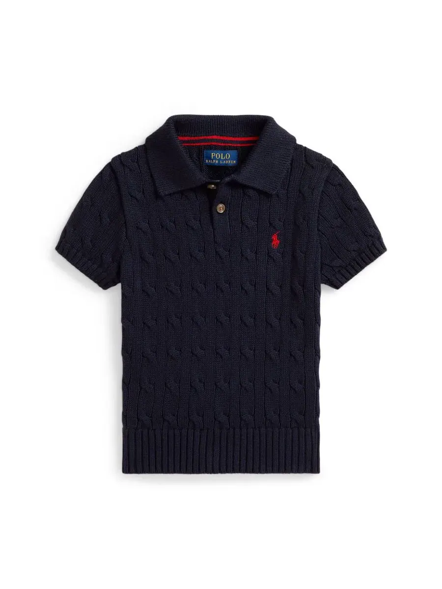 Хлопковый поло-свитер крупной вязки для мальчиков 2-7 лет Polo Ralph Lauren — изображение 1 из 5, темно-синий