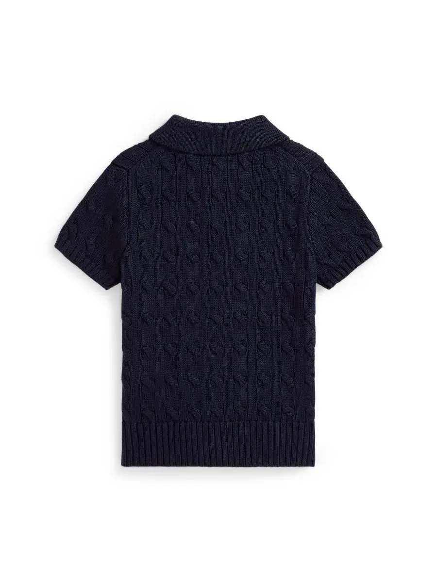 Хлопковый поло-свитер крупной вязки для мальчиков 2-7 лет Polo Ralph Lauren — изображение 2 из 5, темно-синий