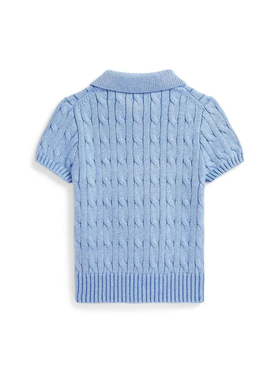 Хлопковый поло-свитер крупной вязки для мальчиков 2-7 лет Polo Ralph Lauren — изображение 4 из 5, темно-синий