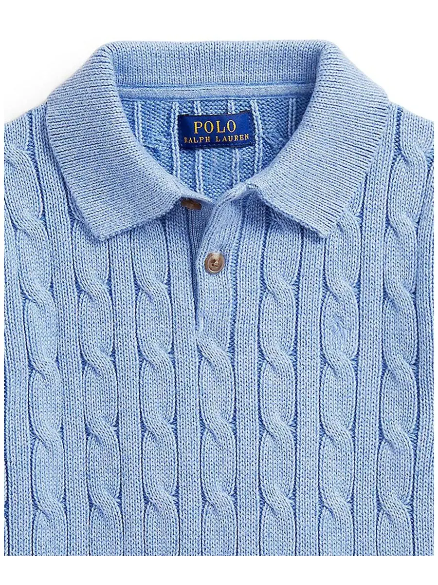 Хлопковый поло-свитер крупной вязки для мальчиков 2-7 лет Polo Ralph Lauren — изображение 5 из 5, темно-синий