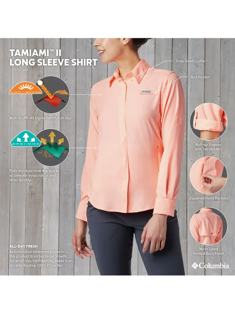 Женская футболка с длинными рукавами PFG Tamiami II Columbia — изображение 6 из 8, розовый