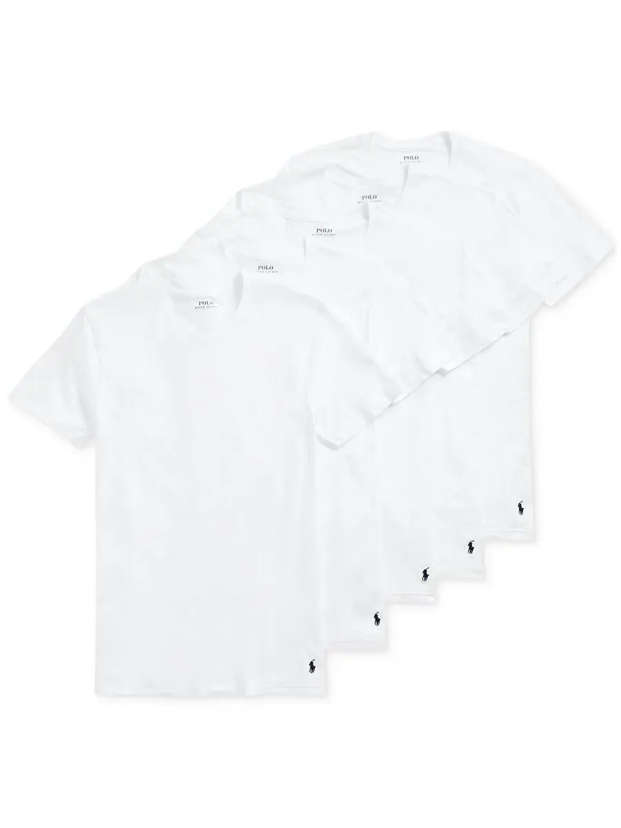 Мужские майки с круглым вырезом, комплект из 5 штук Polo Ralph Lauren — изображение 1 из 6, белый