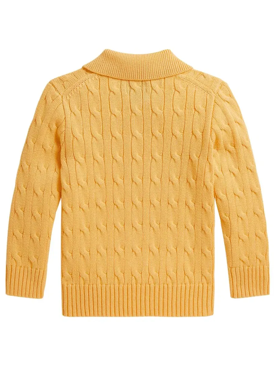 Свитер из хлопка с косами Polo Ralph Lauren — изображение 2 из 3, желтый