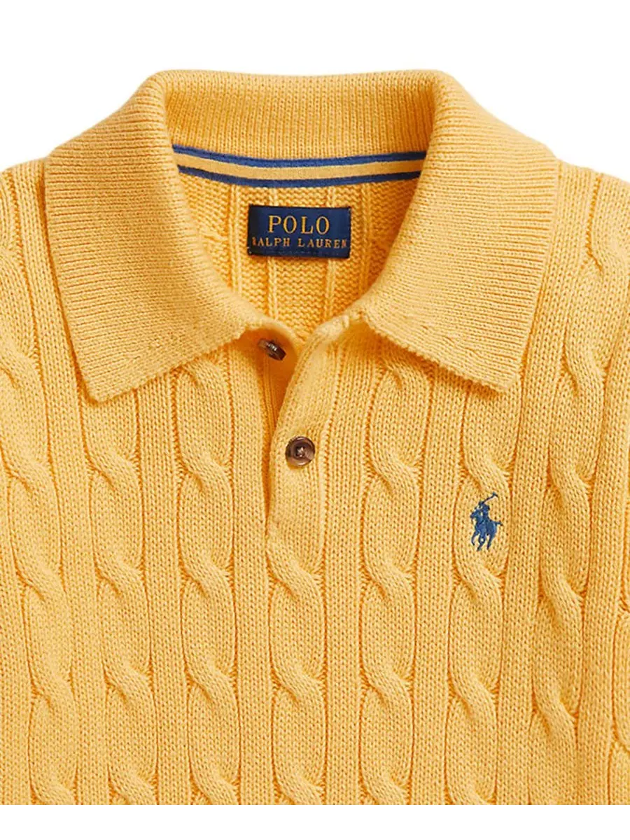 Свитер из хлопка с косами Polo Ralph Lauren — изображение 3 из 3, желтый