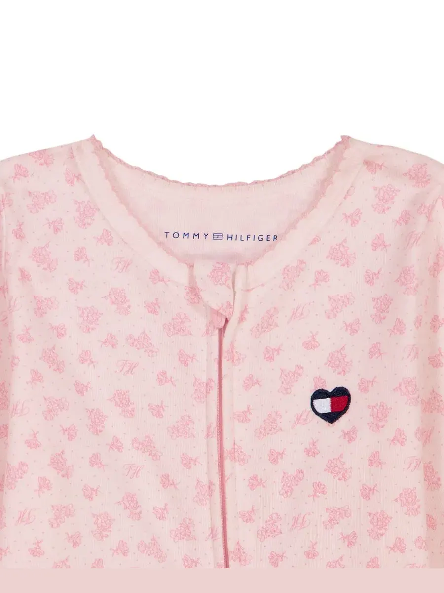 Боди-комбинезон Tommy Hilfiger с длинным рукавом, с цветочным принтом — изображение 3 из 4, розовый