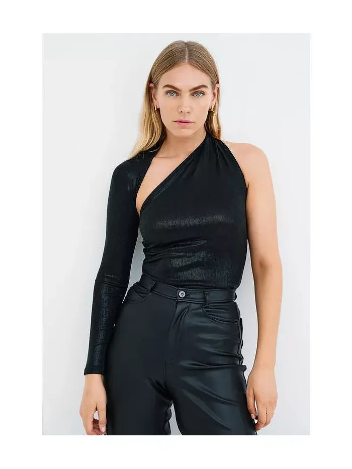 Женский топ Manhattan Metallic на одно плечо Marcella — изображение 4 из 5, оникс