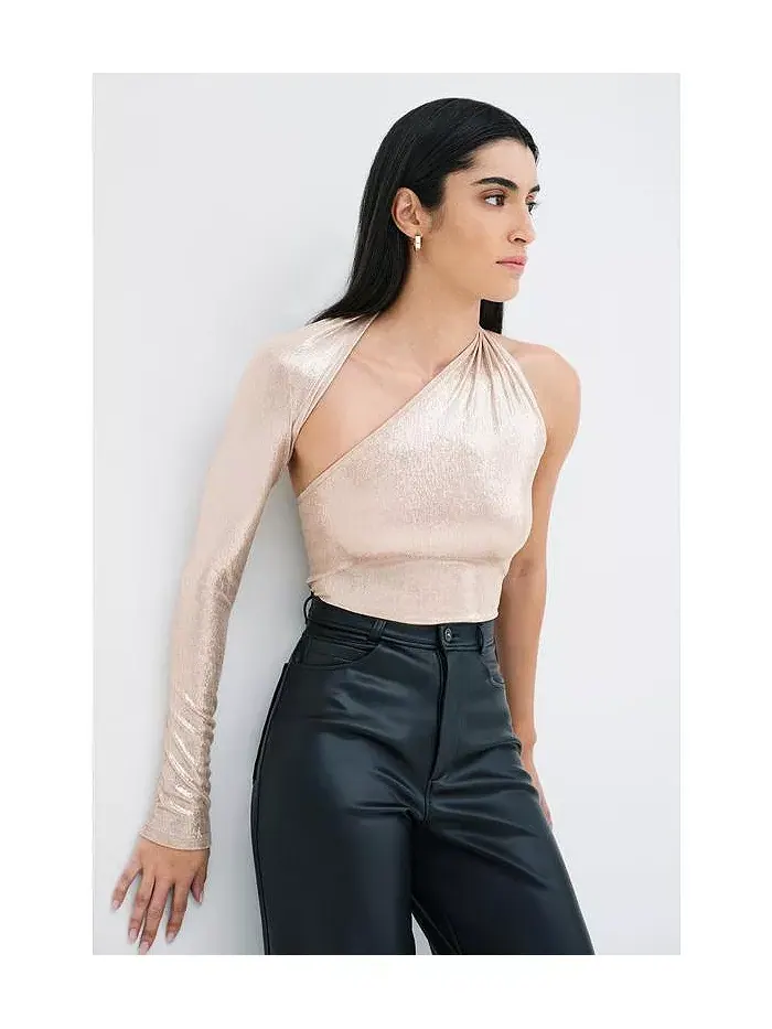 Женский топ Manhattan Metallic на одно плечо Marcella — изображение 3 из 6, серебристый