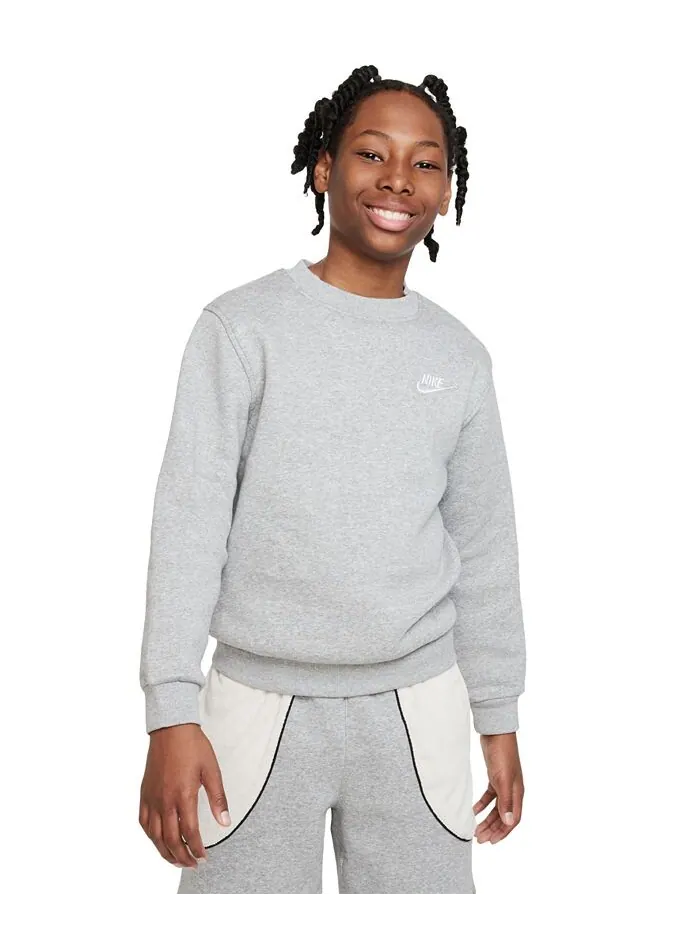 Флисовый свитшот классического кроя Big Kids Sportswear Club Nike — изображение 1 из 6, темный серый/белый