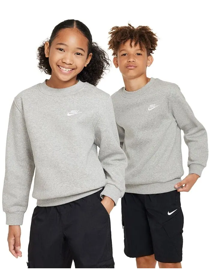 Флисовый свитшот классического кроя Big Kids Sportswear Club Nike — изображение 4 из 6, темный серый/белый