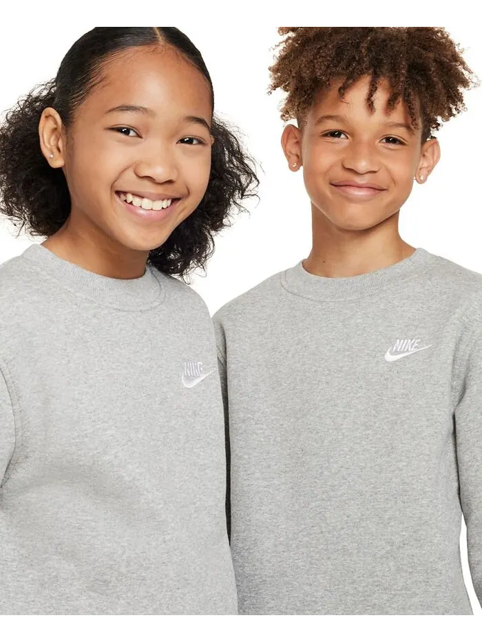 Флисовый свитшот классического кроя Big Kids Sportswear Club Nike — изображение 6 из 6, темный серый/белый