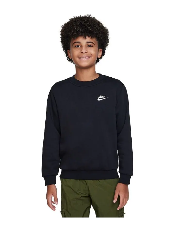 Флисовый свитшот классического кроя Big Kids Sportswear Club Nike — изображение 1 из 6, черный/белый