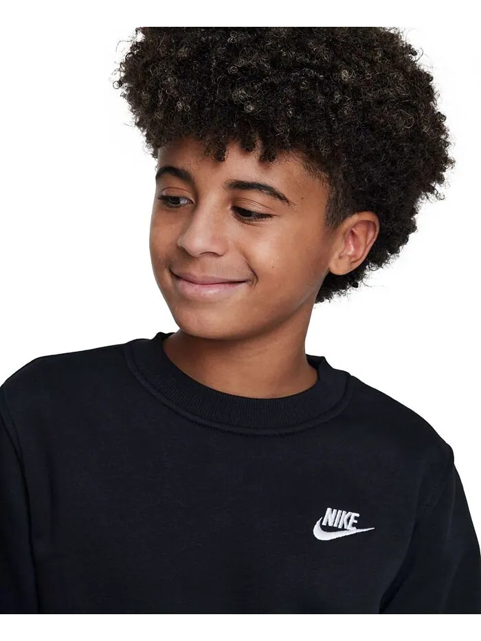 Флисовый свитшот классического кроя Big Kids Sportswear Club Nike — изображение 3 из 6, черный/белый