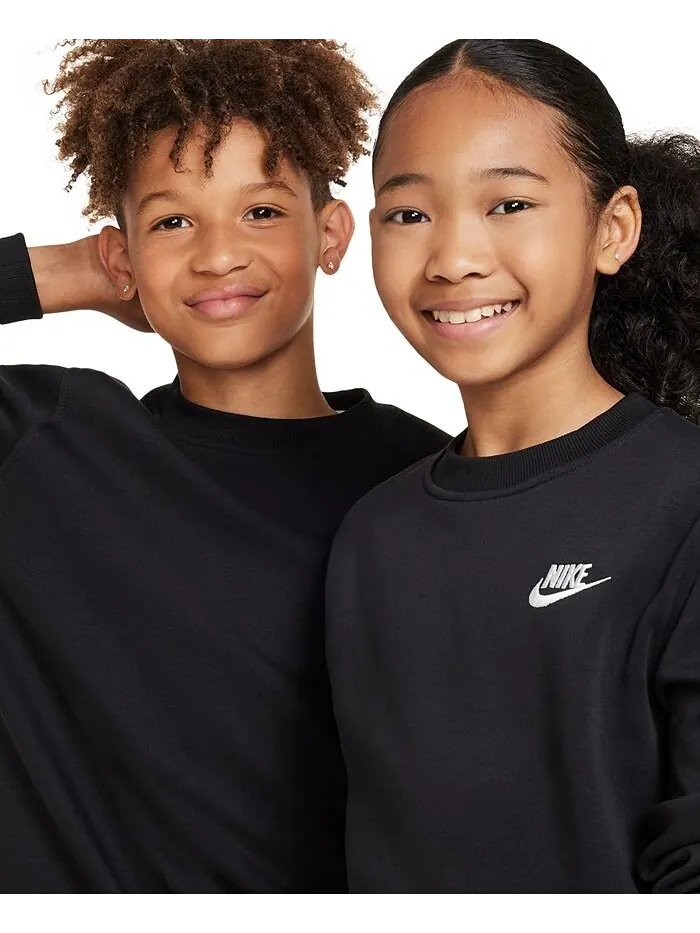 Флисовый свитшот классического кроя Big Kids Sportswear Club Nike — изображение 6 из 6, черный/белый